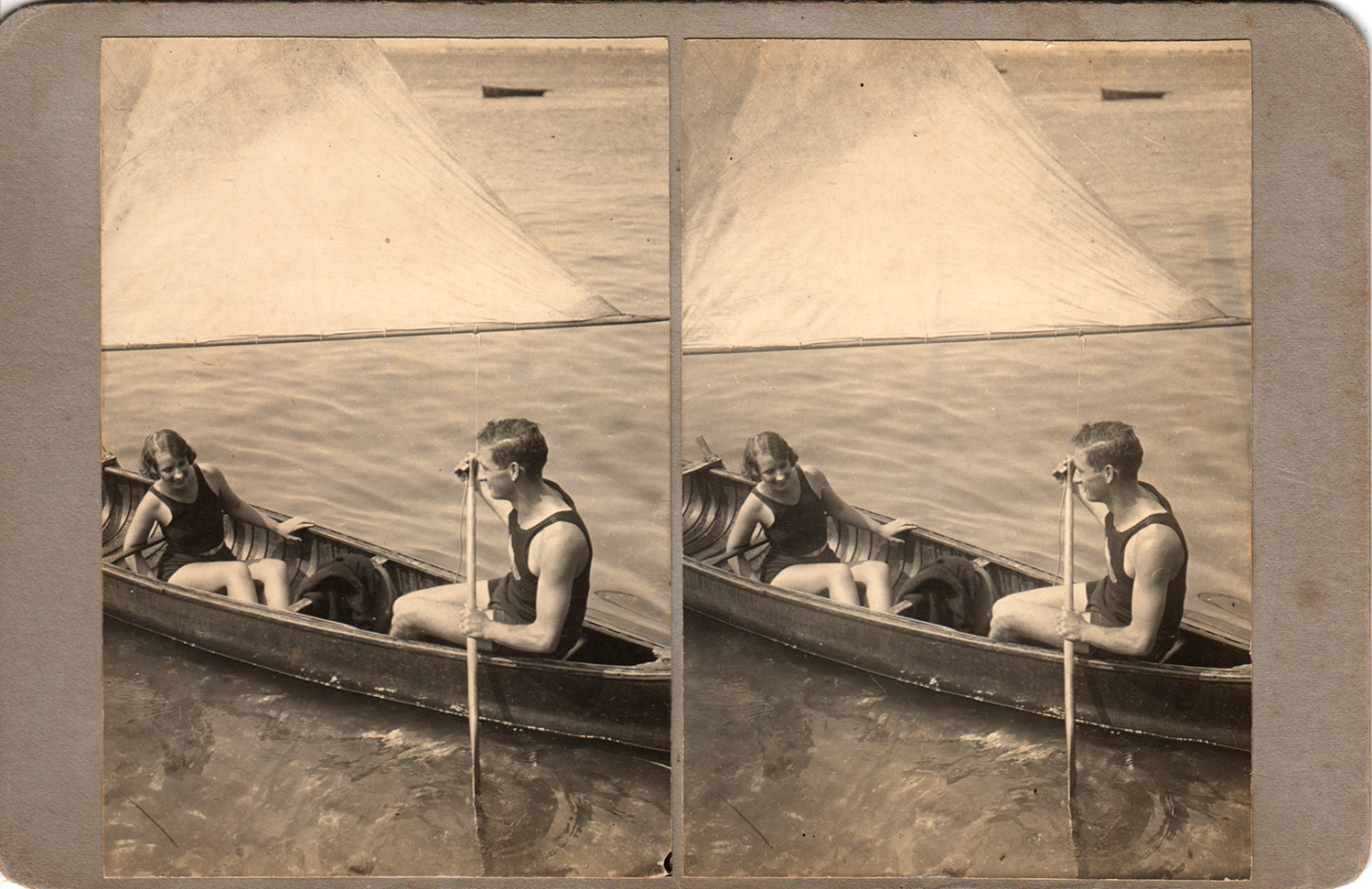 Sailing Canoe Stereocard