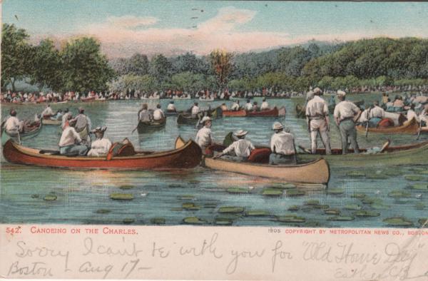 Canoeing on the Charles postcard