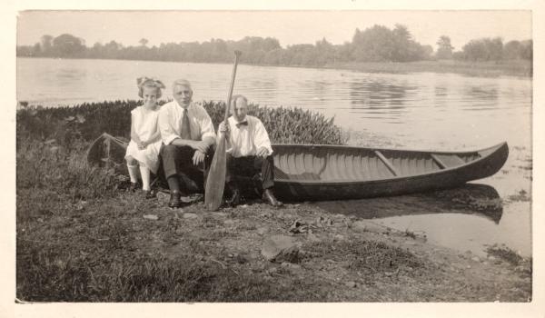 Trio on a canoe