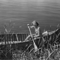 Doris Weston in canoe